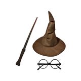 ReilaParty Harry Potter Seçmen Şapka - Asa - Gözlük - Kostüm Aksesuar Seti Gryffindor