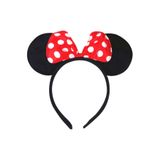 ReilaParty Minnie Mouse Tarzı Fare Tacı - Kırmızı Fiyonklu Puantiyeli Parti Tacı ve Kostüm Aksesuarı