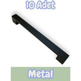 Reis Kulp Safran Kalın Alüminyum Metal Lüks Modern Mobilya Çekmece Mutfak Dolabı Kulpu Siyah (10 Adet) - 320mm