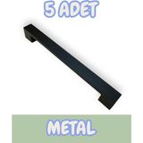 Reis Kulp Safran Kalın Alüminyum Metal Lüks Modern Mobilya Çekmece Mutfak Dolabı Kulpu Siyah (5 Adet) - 192mm