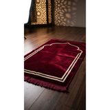 Reis Mihraplı Sade Kadife Seccade - Bordo