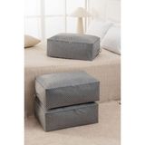 Rek Home 3 Adet Balıksırtı Desenli Büyük Boy Baza Altı Yastık Yorgan Kazak Hurcu 62 x 46 x 22 - Gri