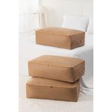Rek Home 3 Adet Balıksırtı Desenli Mega Boy Baza Altı Yastık Yorgan Kazak Hurcu 74 x 46 x 22 - Bej