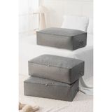 Rek Home 3 Adet Balıksırtı Desenli Mega Boy Baza Altı Yastık Yorgan Kazak Hurcu 74 x 46 x 22 - Gri