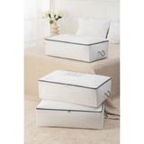Rek Home 3 Adet Baskılı Mega Boy Baza Altı Yastık Yorgan Kazak Hurcu 74 x 46 x 22 - Beyaz - Gri