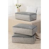 Rek Home 3 Adet Home Sweet Home Baskılı Mega Boy Baza Altı Yastık Yorgan Kazak Hurcu 74 x 46 x 22 - Gri
