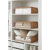 Rek Home 3 Adet Pencereli Baza Altı Yastık Yorgan Kazak Hurcu / 60X45X15 - Bej