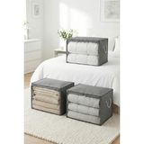 Rek Home 3 Adet Pencereli Büyük Boy Yastık Yorgan Kazak Hurcu / 60X40X40 - Gri
