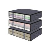 Rek Home 3 Adet Pencereli Gri 60x45x15 cm Baza Altı Yastık Yorgan Kazak Hurç
