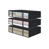 Rek Home 3 Adet Pencereli Siyah 60x45x15 cm Baza Altı Yastık Yorgan Kazak Hurç