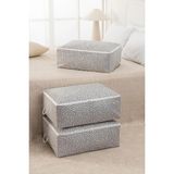 Rek Home 3 Adet Yaprak Desenli Hurç Büyük Boy Eşya Saklama Kutusu 62 x 46 x 22 cm - Gri
