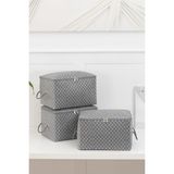 Rek Home 3'lü Balıksırtı Desenli Küçük Boy Baza Altı, Valiz Düzenleyici Hurç / 30X22X18 - Gri