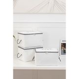 Rek Home 3'lü Küçük Boy Baza Altı, Valiz Düzenleyici Hurç / 30X22X18 - Beyaz - Gri