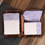 Rek Home 3'lü Yaprak Desenli Lacivert Valiz Düzenleyici Bavul İçi Organizer Set Seyehat Hurcu