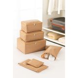 Rek Home 6'lı balıksırtı desenli valiz düzenleyici bavul ıçi organizer set seyehat hurcu - Bej