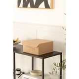 Rek Home Balıksırtı desenli kapaklı dolap çekmece ıçi takı makyaj çamaşır katlanır saklama kutusu organizer - Bej
