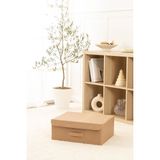 Rek Home Balıksırtı desenli kapaklı dolap ıçi çamaşır oyuncak düzenleyici katlanır saklama kutusu hurç 48x40x19 - Bej
