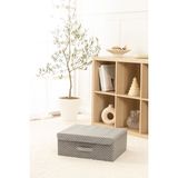 Rek Home Balıksırtı desenli kapaklı dolap ıçi çamaşır oyuncak düzenleyici katlanır saklama kutusu hurç 48x40x19 - Gri