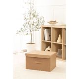 Rek Home Balıksırtı desenli kapaklı dolap ıçi çamaşır oyuncak düzenleyici katlanır saklama kutusu hurç 48x40x30 - Bej