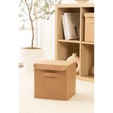 Rek Home Balıksırtı desenli kapaklı dolap ıçi çamaşır oyuncak düzenleyici katlanır saklama kutusu organizer 28x28x28 - Bej