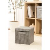 Rek Home Balıksırtı desenli kapaklı dolap ıçi çamaşır oyuncak düzenleyici katlanır saklama kutusu organizer 28x28x28 - Gri