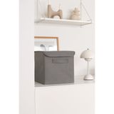 Rek Home Gri Kapaklı 28x28x28 cm Dolap İçi Çamaşır Oyuncak Düzenleyici Katlanır Saklama Kutusu