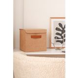 Rek Home Jüt Kapaklı 28x28x28 cm Dolap İçi Çamaşır Oyuncak Düzenleyici Katlanır Saklama Kutusu