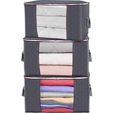 Rek Home Pencereli Yastık Yorgan Hurcu / 75 x 40 x 40 cm - 3 Adet - Gri