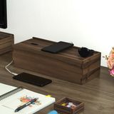 Reka Kablo Kablo Organizer - Ceviz | Kayar Kapaklı | Woodsaka - 38cm x 15cm x 11cm