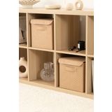 REKHOME 2'li Bej Dolap İçi Çamaşır Oyuncak Düzenleyici Katlanır Kapaklı Saklama Kutusu Organizer / 28x28x28