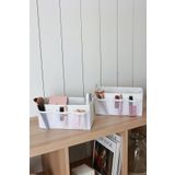REKHOME 2'li Set Beyaz Makyaj Kozmetik Düzenleyici Organizer Makyaj Kutusu