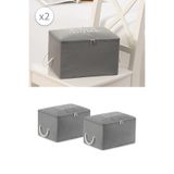 Rekhome 2'Li Set Gri Küçük Boy Baza Altı Çorap Valiz Düzenleyici Çeyizlik Bohça Organizer Hurç / 30X22X18