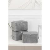 Rekhome 3'Lü Balıksırtı Desenli Gri Küçük Boy Baza Altı, Valiz Düzenleyici Hurç / 30X22X18