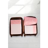 REKHOME 3'lü Pudra Yaprak Desenli Valiz Düzenleyici Bavul Içi Organizer Set
