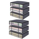 Rekhome 6 Adet Pencereli Gri Baza Altı Yastık Yorgan Kazak Hurcu / 60X45X15