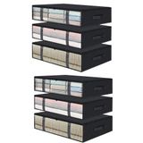 Rekhome 6 Adet Pencereli Siyah Baza Altı Yastık Yorgan Kazak Hurcu / 60X45X15