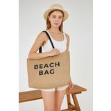 REKHOME Beach Bag Baskılı Hasır Renkli Naturel Jüt Alışveriş, Piknik, Omuz, Kol, Deniz Plaj Çantası 56x40x8