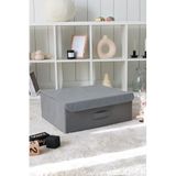 REKHOME Gri Kapaklı Dolap İçi Çamaşır Oyuncak Düzenleyici Katlanır Saklama Kutusu Hurç 48x40x19