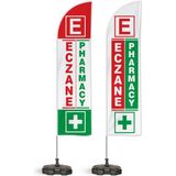ReklamEdiyoruz 2li Eczane Pharmacy Yönlendirme Tanıtım ve Reklam Yelken Bayragı Logolu