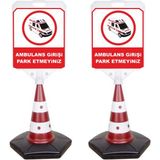 ReklamEdiyoruz Ambulans Girişi Park Etmeyiniz Yazılı Uyarı Dubası 2'li - 2 Adet