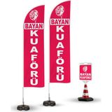ReklamEdiyoruz Bayan Kuaför Temalı 2 Adet Yelken Bayrak - 1 Adet Reklam Duba Paketi