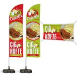 ReklamEdiyoruz Çiğköfte 2 Yelken Bayrak + Branda Pankart Paketi V1