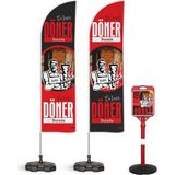ReklamEdiyoruz Döner Kırmızı Temalı 2 Yelken Bayrak 1 Yönlendirme Dubası Takımı