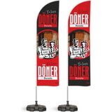 ReklamEdiyoruz Döner Kırmızı Temalı 2 Yelken Bayrak Takımı