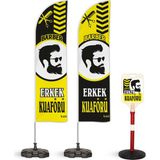 ReklamEdiyoruz Erkek Kuaförü Temalı 2 Adet Yelken Bayrak Ve 1 Bariyer Duba Takımı