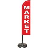 Reklamediyoruz Market Temalı Kırmızı Renk Yelken Bayrak