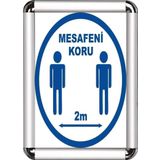 ReklamEdiyoruz Mesafeni Koru A3 Cerceveli Uyarı Ve Yönlendirme Levhası
