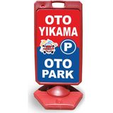 ReklamEdiyoruz Oto 2'si Bir Arada Reklam ve Yönlendirme Uyarı Dubasi A Tabela Kırmızı