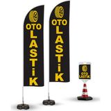 ReklamEdiyoruz Oto Lastik Temalı 2 Adet Yelken Bayrak - 1 Adet Reklam Duba Paketi