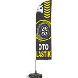 ReklamEdiyoruz Oto Lastik Temalı Yelken Bayrak Takımı Gri 1 Adet